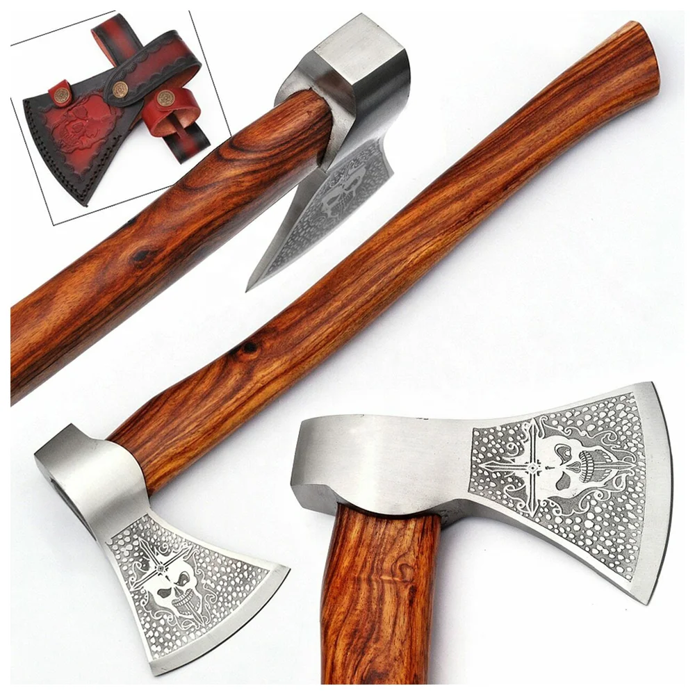 Handmade High Carbon Steel Pizza Cutter Viking Pizza Axe With Custom Engraving And Leather Sheath