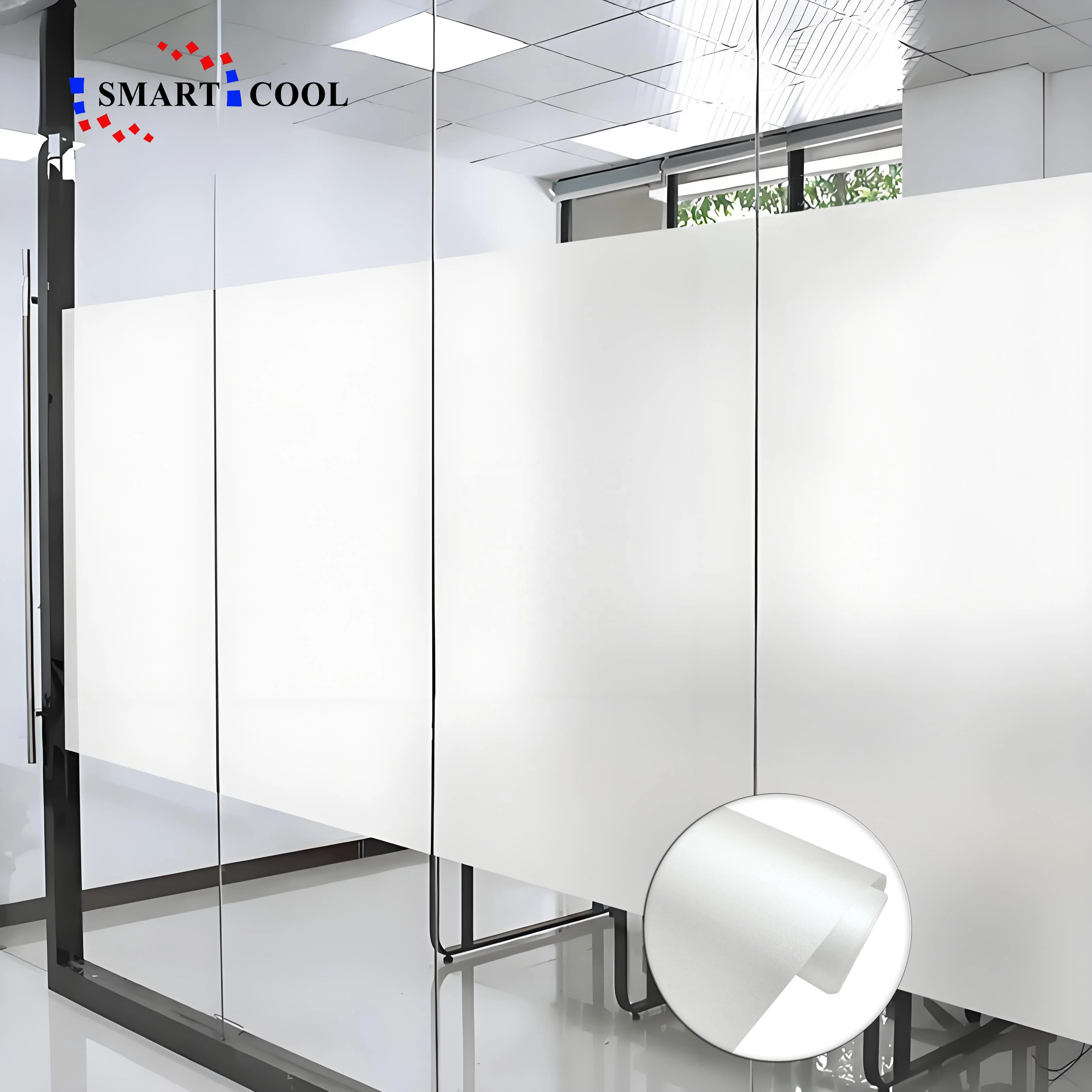 SmartCool 2Mil Bathroom Window Frosting Film Office Glass Security Protection Privacy 10%,35%VLT 1.52*30m Window Film