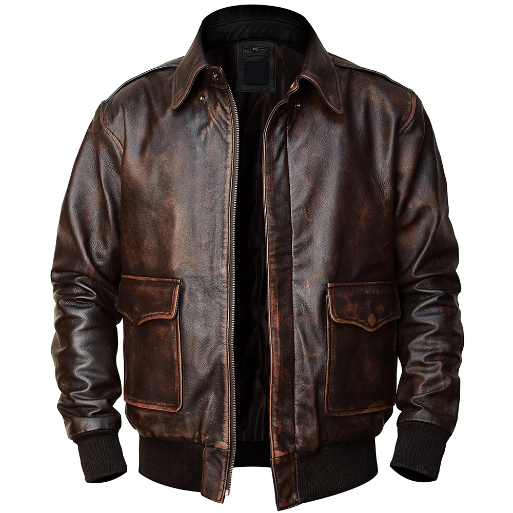 Professional made genuine cowhide leather Wholesale Hot Selling High Quality Light Weight Best Design 2024 Men Leather Jacket