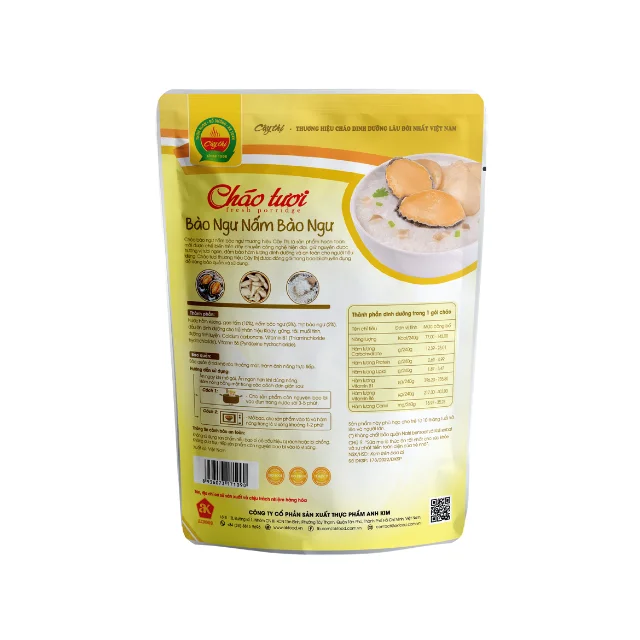Abalone & Oyster Mushrooms Fresh Porridge Reasonable Price No Added Color Ready To Eat ISO Pack In Bag From Vietnam Manufacturer