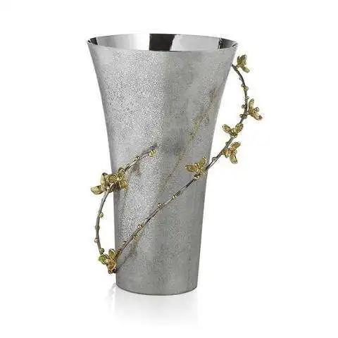 Set Of 2 Smooth And Hammered Design Flower Vase Pot For Home Decorative Use Metal Flower Vase In Wholesale Price