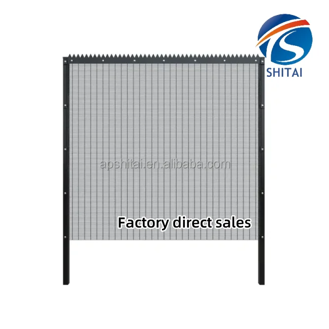 High security welded spike type 358 fencing anti climb 358 mesh security fence anti-theft black 358 fence panel with barbed nail