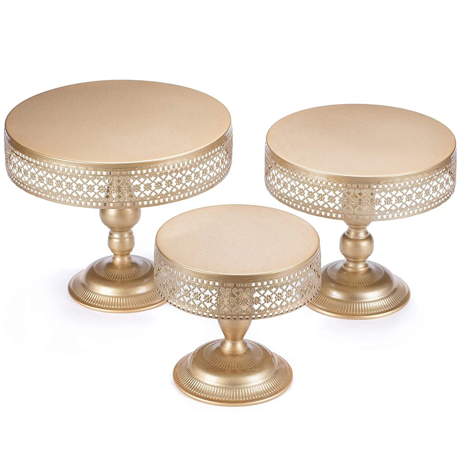 Привлекательный дизайн золотая металлическая подставка для торта Индивидуальный размер роскошная поднятая