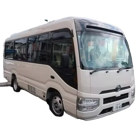 Used Toyota Coaster Bus Electric Fuel Manual Gear Box Hydraulic Steering System Leather Seats Panoramic Similar BMW BYD Hiace
