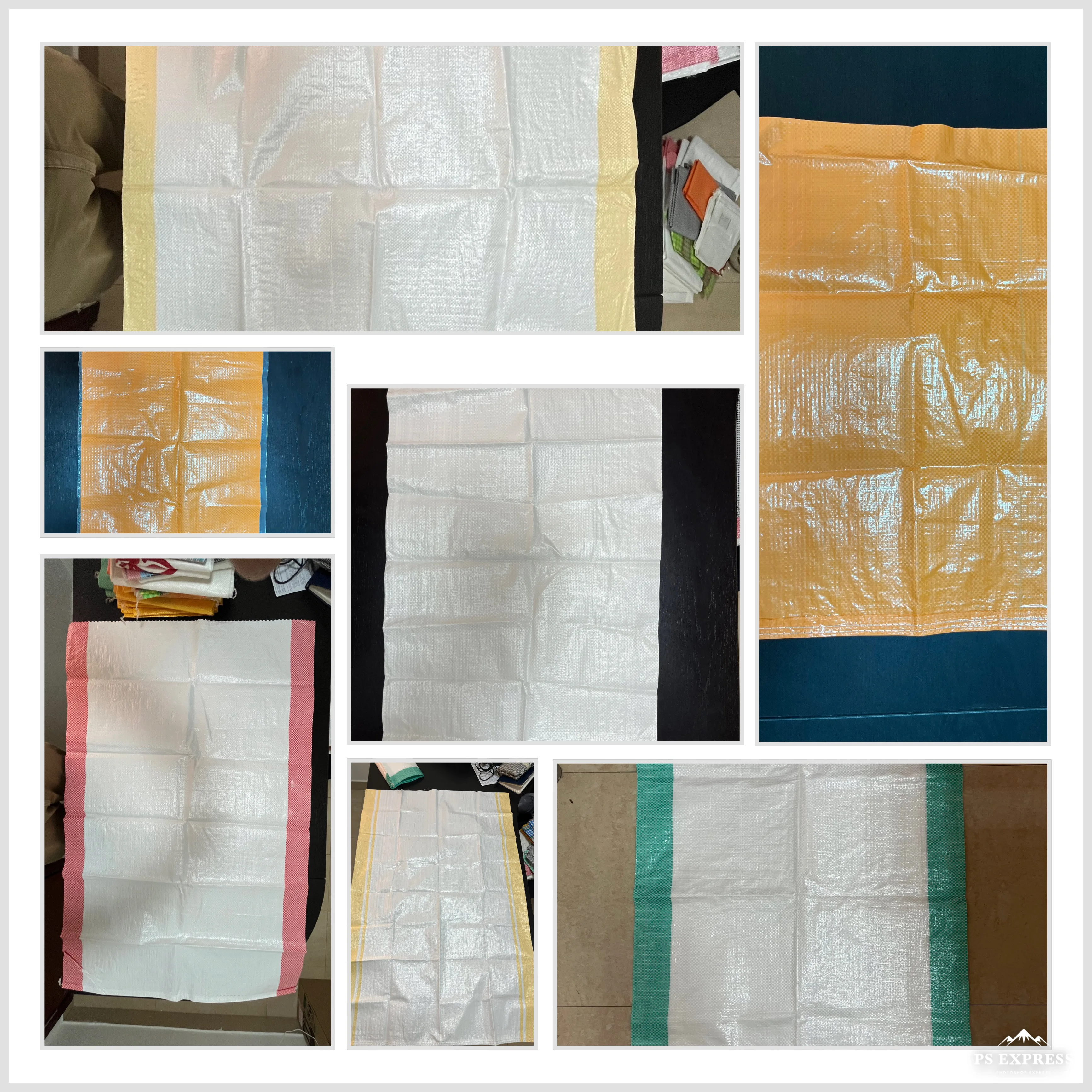 Plastic Bags PP Woven Sacks white bag with red stripes and blue stripes multipurpose agriculture packaging bag