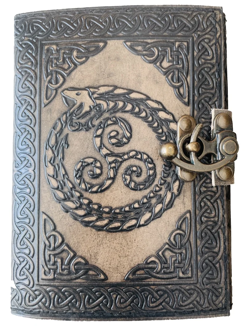 Genuine Dragon Leather Journal Notebook Note Book Diary Hardcover Cover Embossing Antique charcoal planner Writing Gift Diary