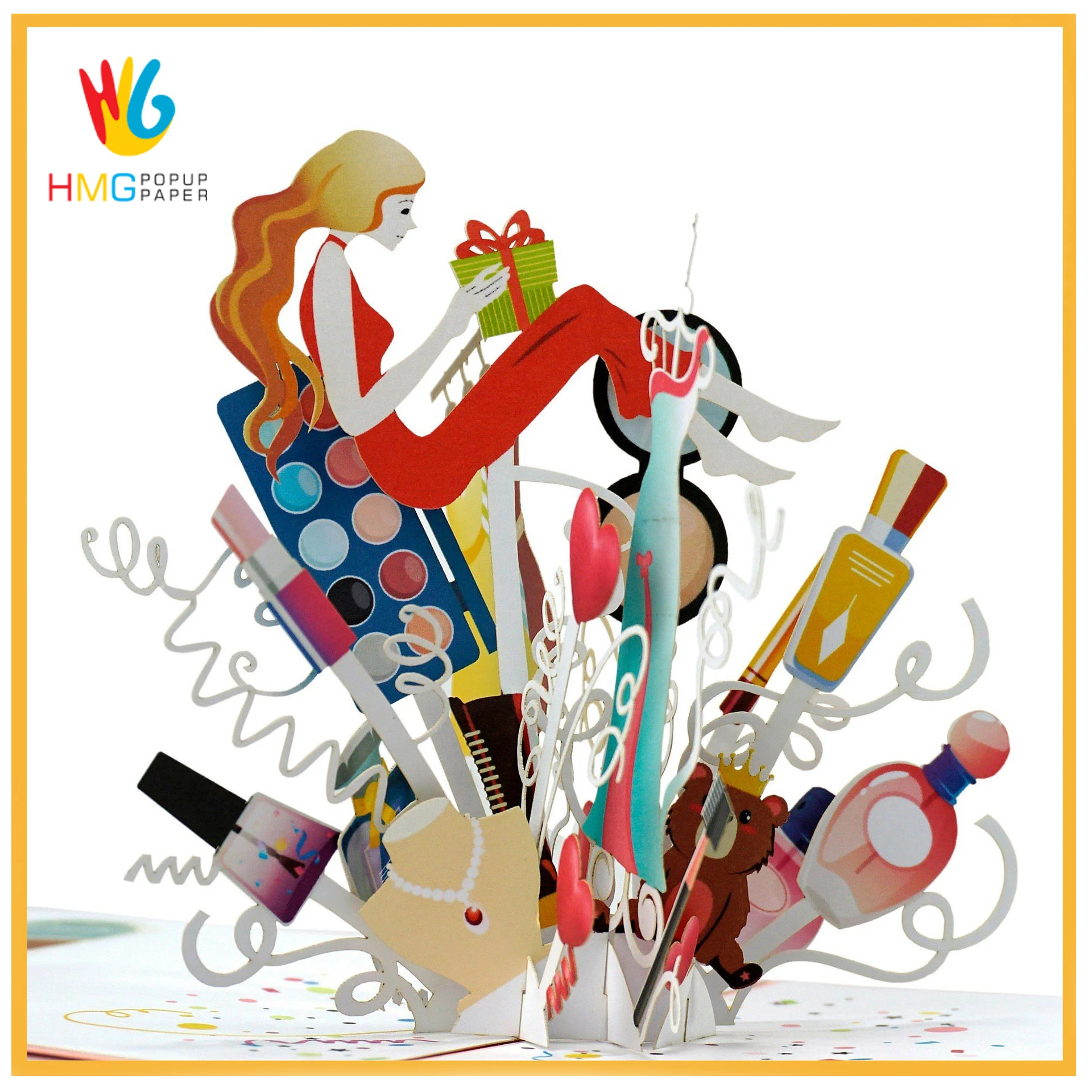 New Arrival Horse Racing Model Design 3D Greeting Cards Pop Up for father day or birthday - Custom Design and Manufacturer