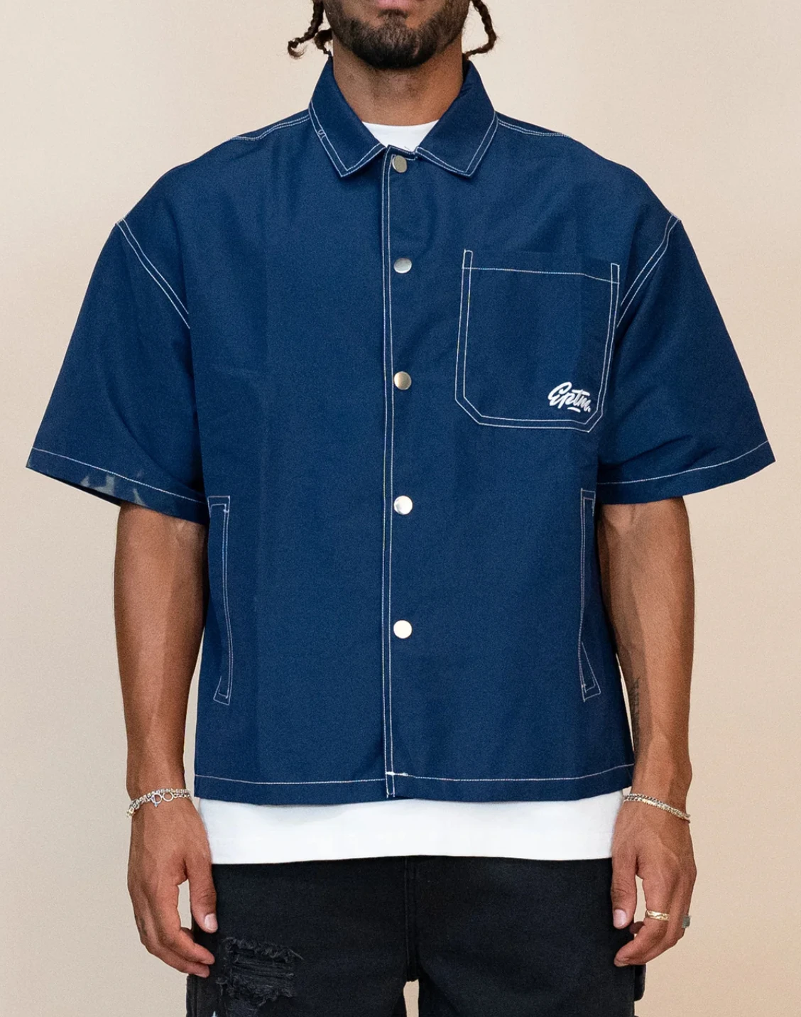 Plus Size Men Denim Twill  men short set Wholesale Streetwear Fashion button up two piece short set Breathable  cotton denim set