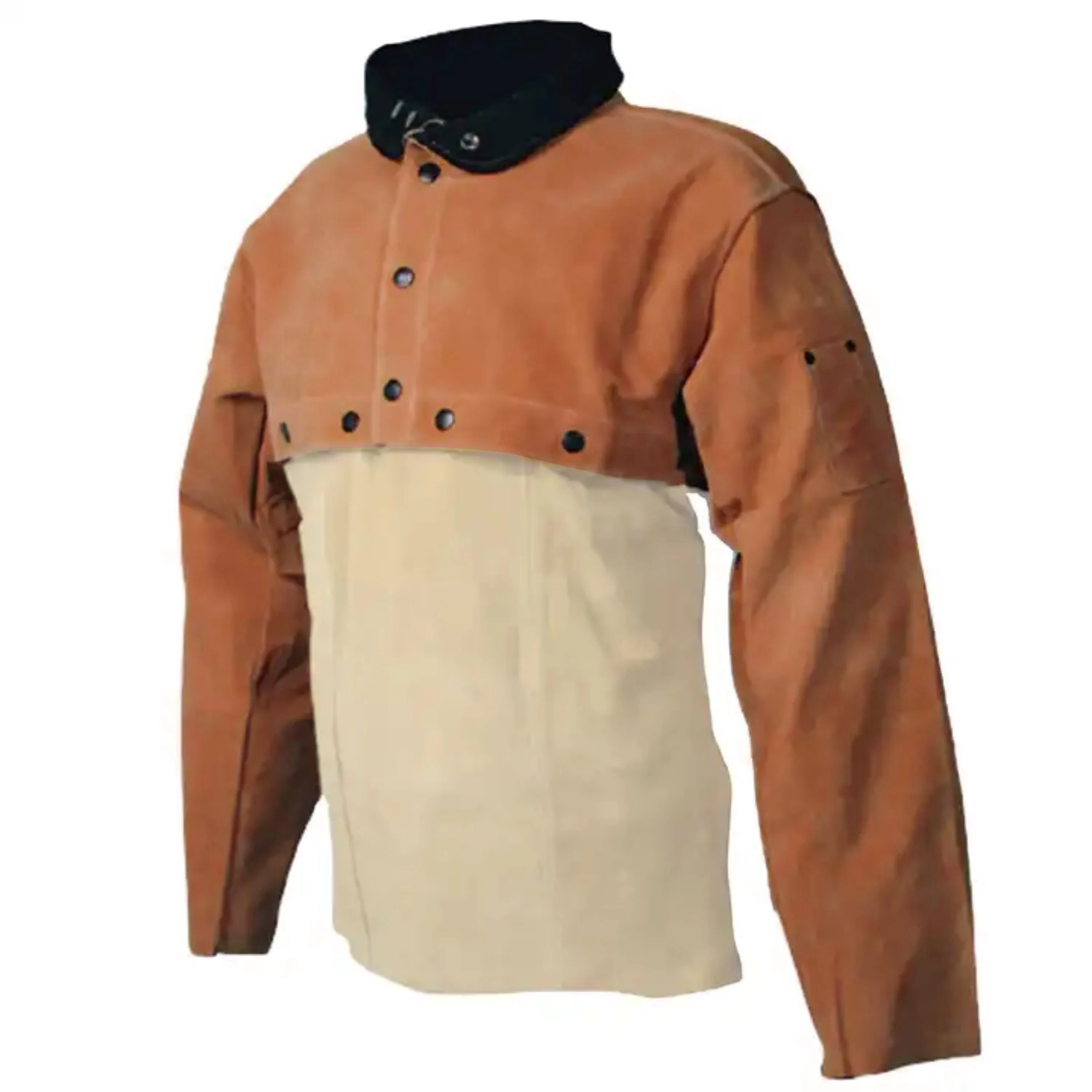 Top Grade Heavy Duty Cowhide Split Leather Welders Jacket Reflective Industrial Safety Clothing Firefighting Construction