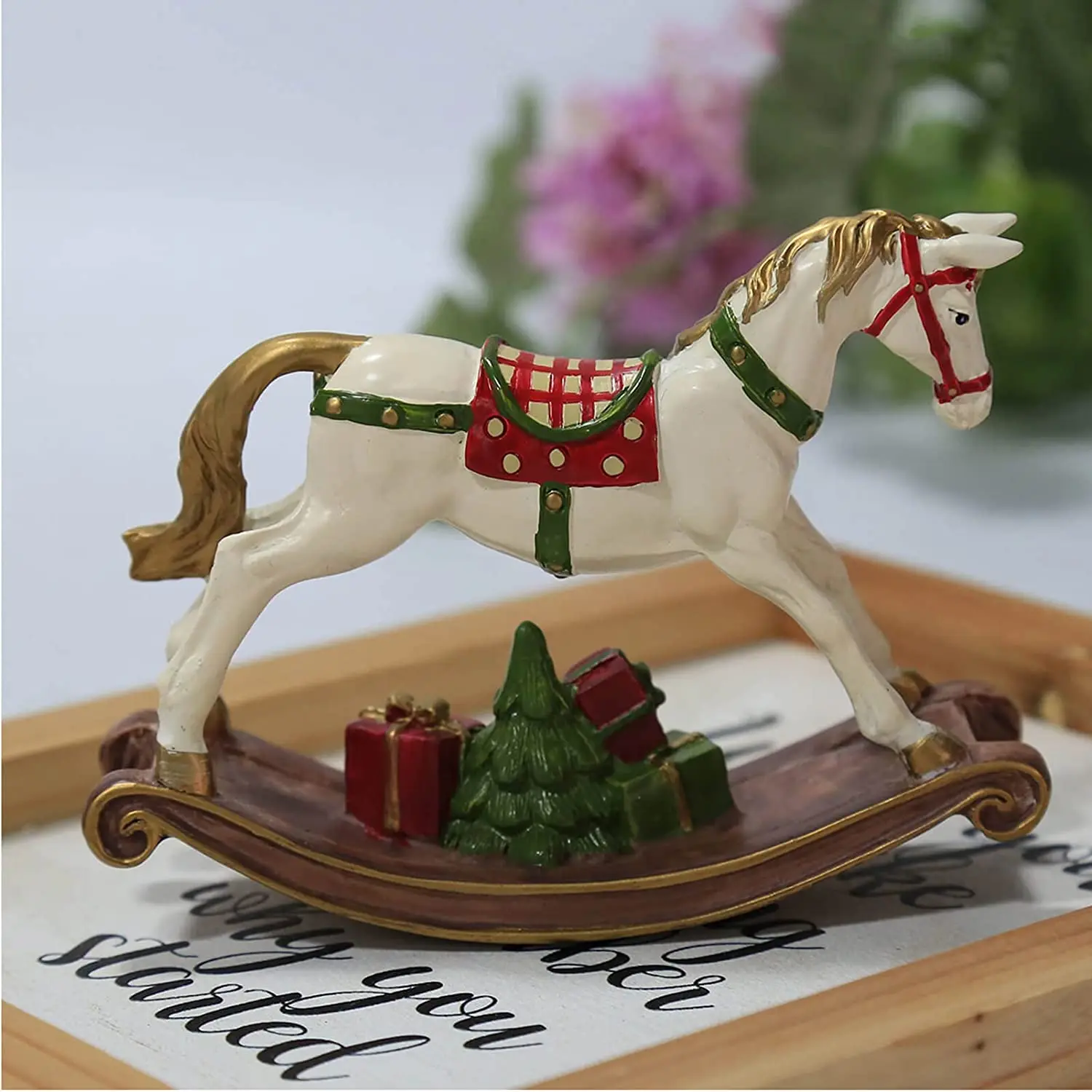 Hand Made and Painted Resin Rocking Horse Figurines Statues