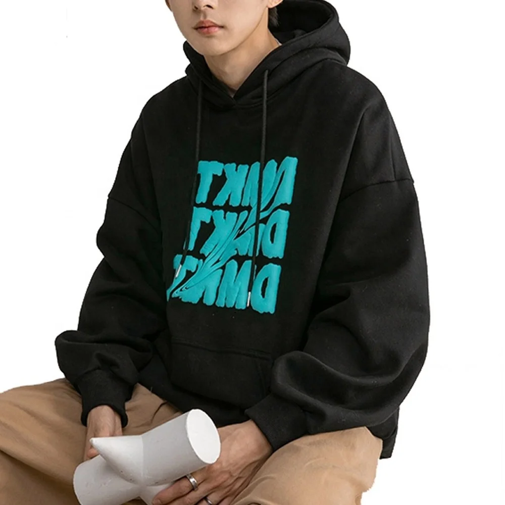 High Quality Customized Hip Hop Pattern Printed Pullover Mens Logo Sweaters Oversized Puff Print Hoodie