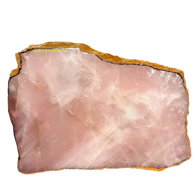 Rose Quartz Platter With Gold Trim Wholesale Pink Rose Quartz Tray Natural Rose Quartz Platter Cheese Platter  Buy Jilaniagate