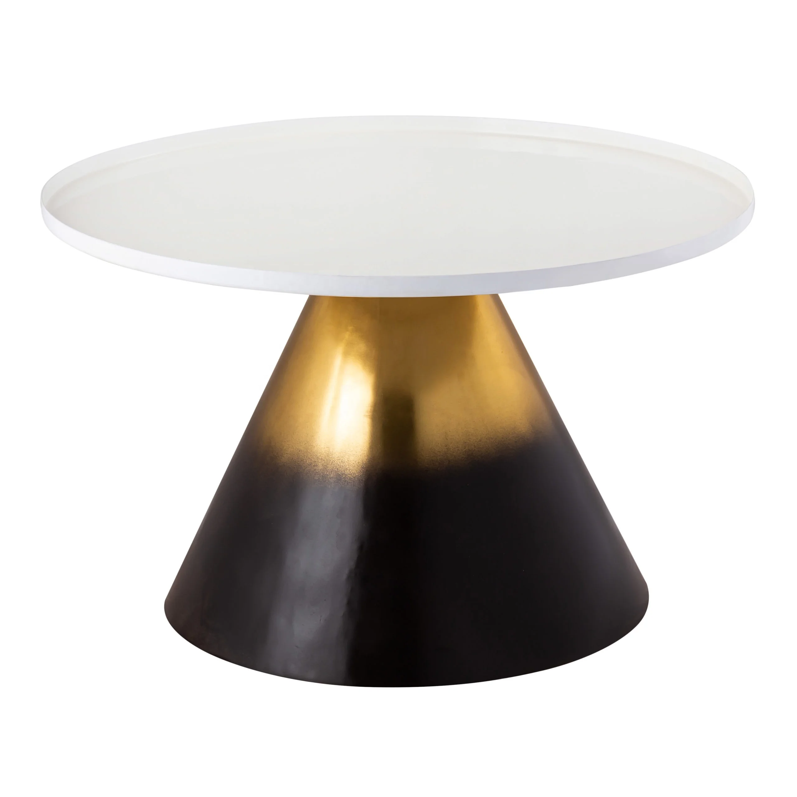 Ombre White Enamel Dual Tone Coffee Table Gold & Black for Living Room Hotel And Restaurants at Best Price