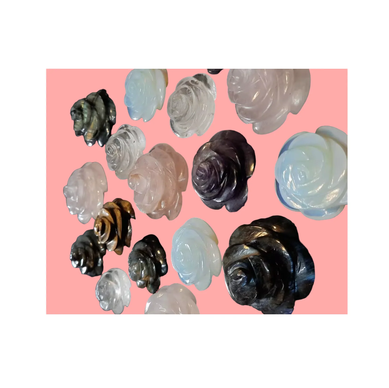 Top Quality Crystal Crafts Flourite Craved Flower Healing Crystal Fluorite Carvings Rose Flower for Decoration