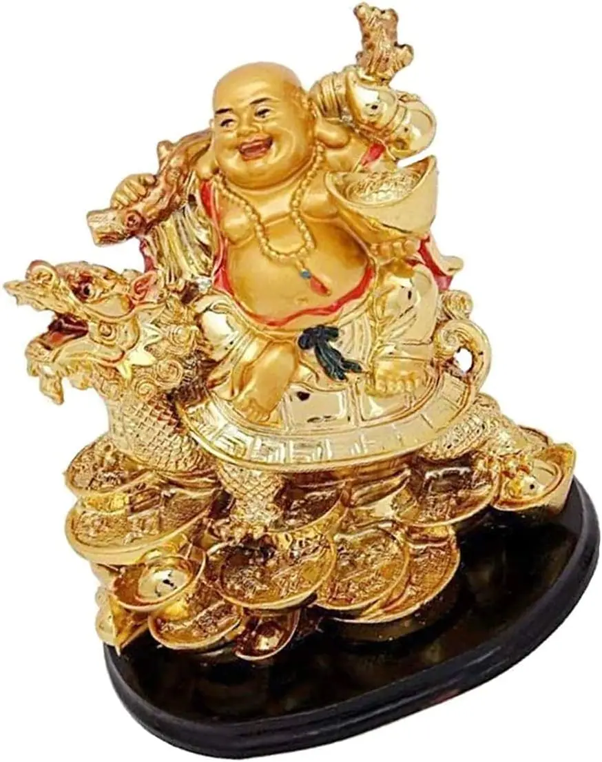 Pack Of 1 Feng Shui Laughing Buddha on Dragon for Good Luck   Vastu Feng Shui Items  Laughing Buddha Gift Blessing Good Luck De