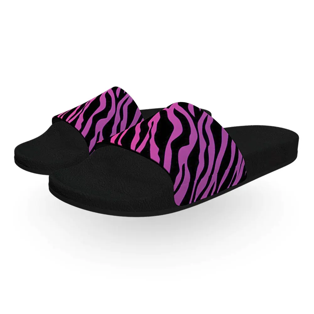 Wholesale Customized Pink and Purple Zebra Print eva sliders slippers men and women indoor slippers