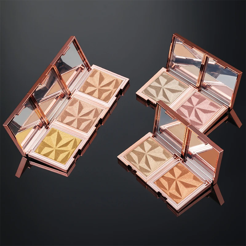 Cruelty free cosmetics makeup high pigments private label highlighter palette custom logo highlighter palette