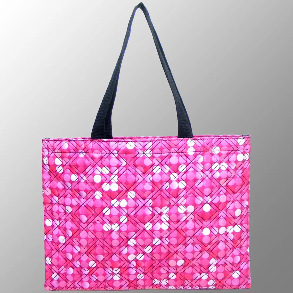 canvas quilted tote bag satin lining cotton web handles heat transfer print full customization colorful canvas gift beach bags