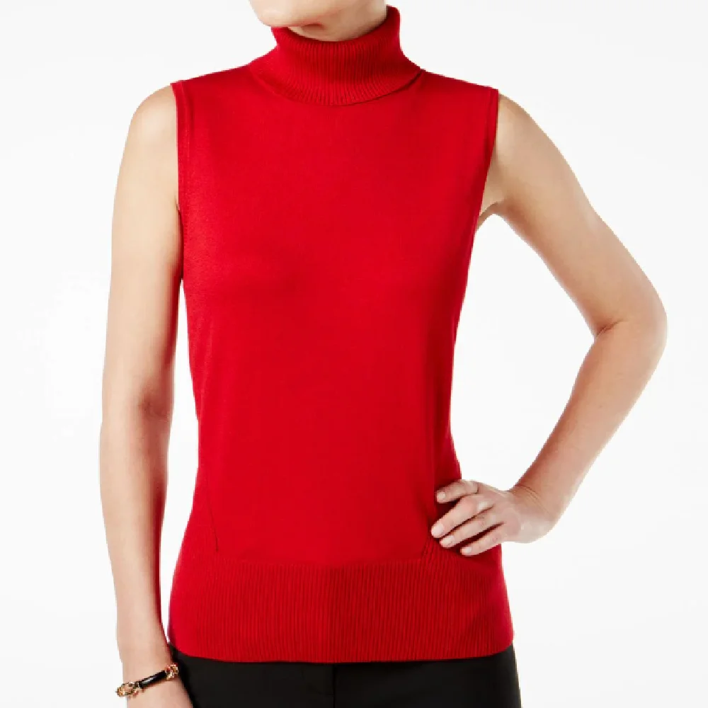 Sleeveless Customized Design Sweater Hand Knitted Multicolor Turtleneck Pullover Women Sweater Turtleneck Sweater for Women