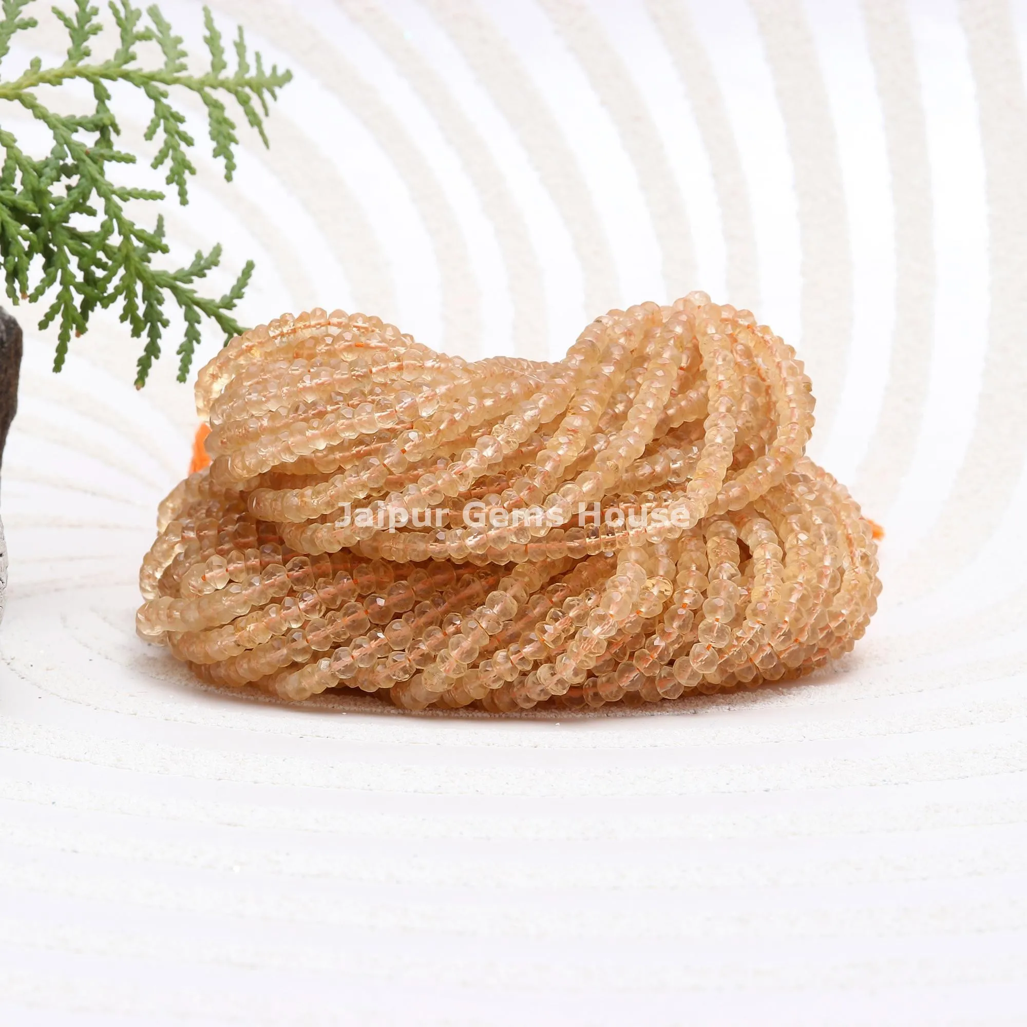 Hot Selling Natural Citrine Faceted Rondelle Shape 4mm Beads November Birthstone Beads for Jewelry Making Necklace Gift for Her