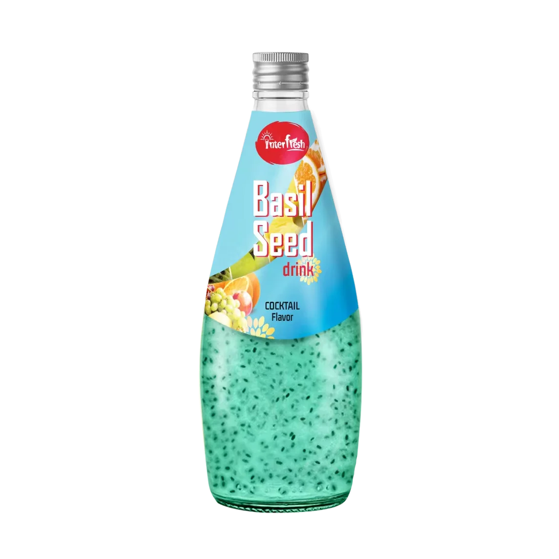 Interfresh Vietnam 290ml Glass Bottle Basil Seed Drink Cocktails Fruit Flavored Beverages Customizable Private Label Free Sample
