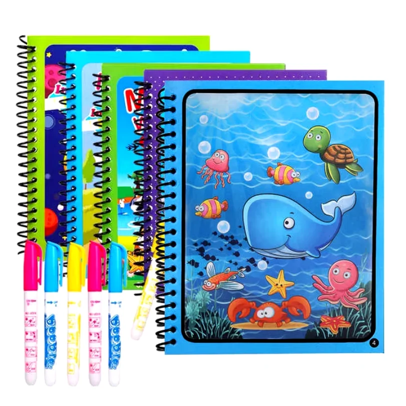 Free Sample Cartoon Animal Kids Coloring Magic Water Book Reusable Water Colouring Book Magic Water Magic Book for Kids