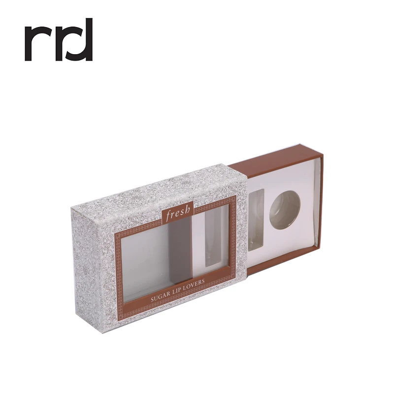 Роскошная прямоугольная подарочная картонная коробка RR Donnelley с элегантным дизайном под заказ для косметики упаковочная окон эфирным маслом
