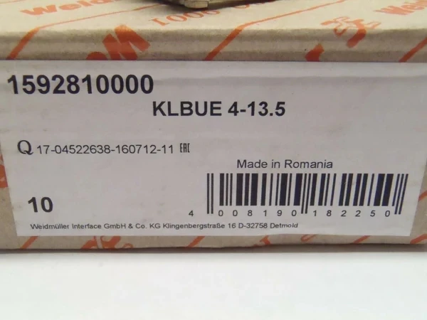 Оригинальный Weidmuller 1592810000 KLBUE 4-13