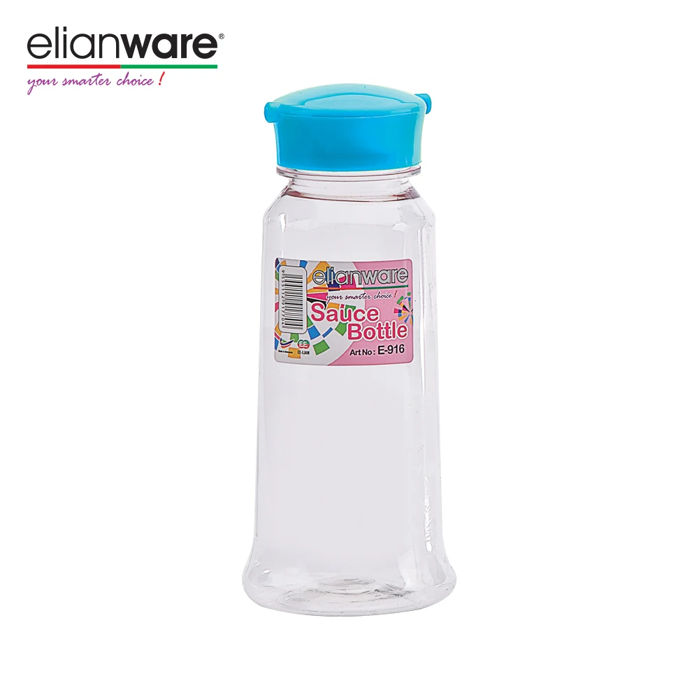 Elianware 250ml Wholesale Customized Sauce Bottle PET Plastic BPA Free Spice Jar Oil And Sauce Bottle With Flip Top