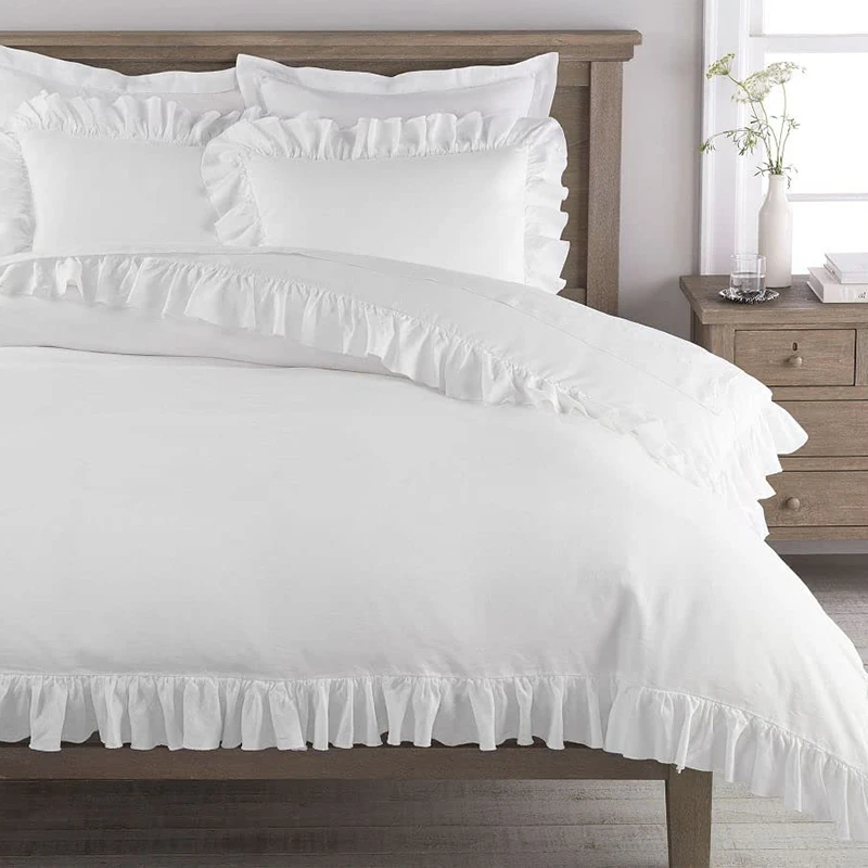 100% Cotton 200TC Satin White Duvet Covers 2cm Strip Sateen Bed Sheets Pillow Cases Plain Style for Hotel Use OEKO TEX Certified