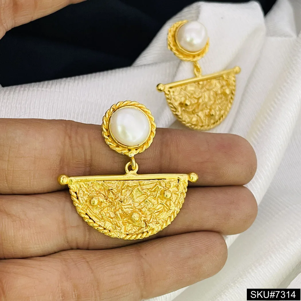 Gold plated Drop Pearl stone Stylish Earring Designer Earring Drop and Dangle Unique Designer Customization offered SKU7314