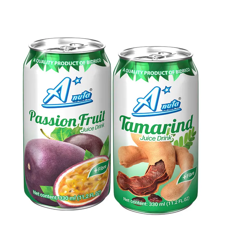 Manufacturer Wholesale A*nuta Passion Fruit Juice Low Sugar Fruit Juice 330ml Can 11.2 Fl.oz Carton Box Packaging  Weight Loss