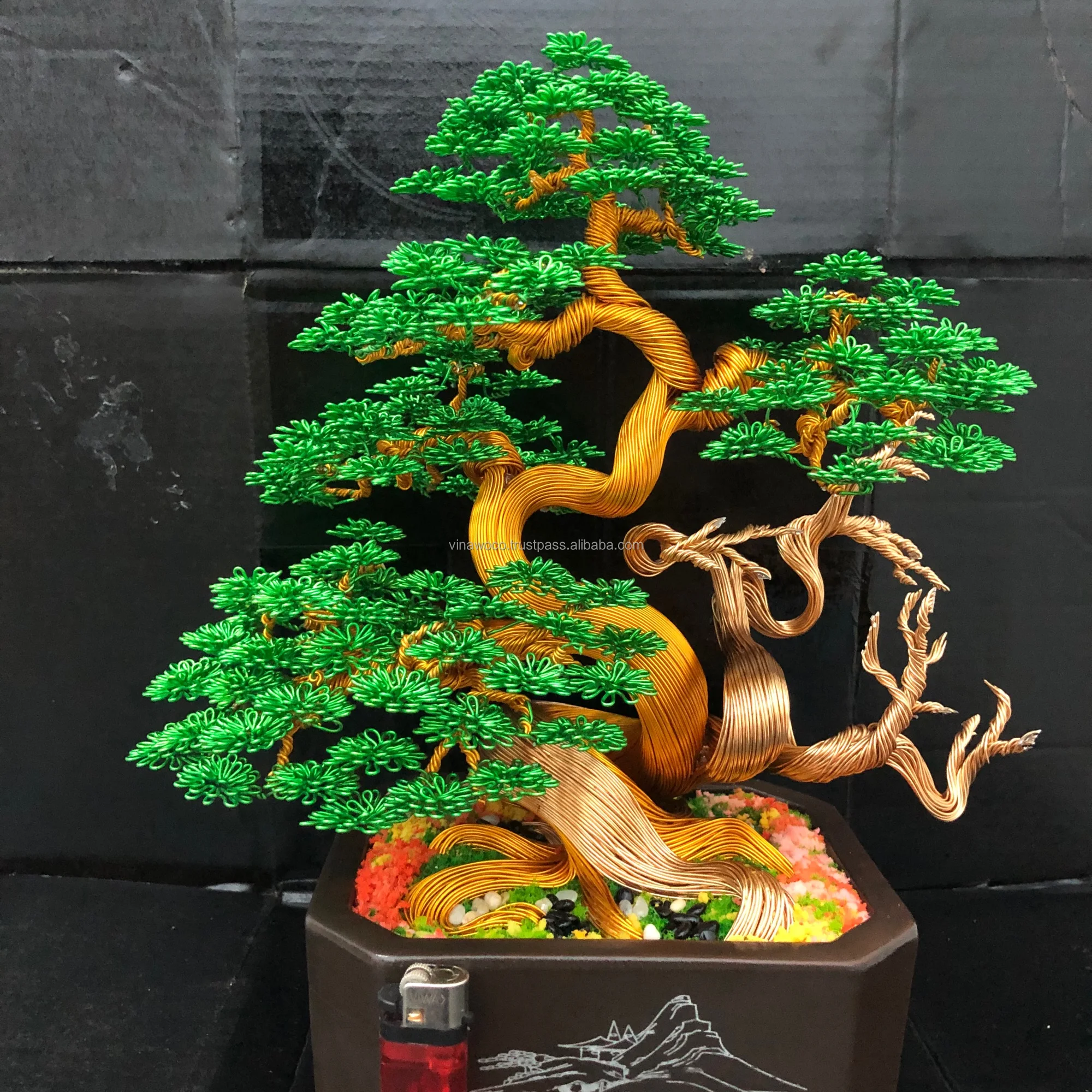 Special Hand Art Bonsai Tree Factory Artificial Copper Aluminum Wire Handmade Bonsai Tree Pots for Wholesales