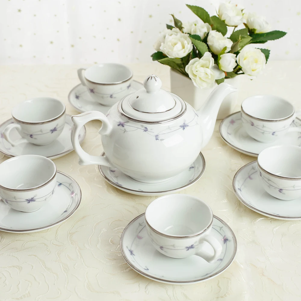 OEM [Best Sale] Creeper floral oval tea set high quality for restaurant & hotel from Long Phuong manufacture