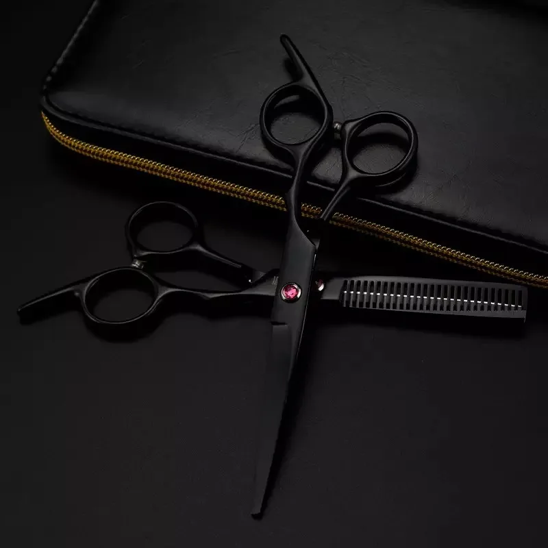 6.0 inch black New Professional Hairdressers Hair Scissors Japan 440C Barber Big Cutting Scissors Thinning Shears Hair Clipper