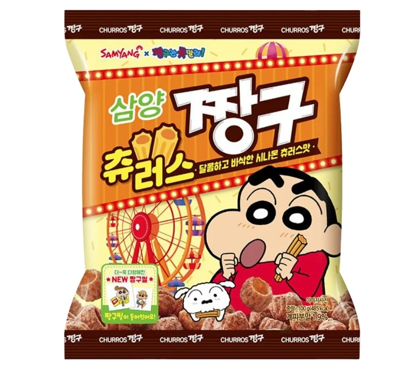Sam yang Churros 100g Snack Crisp Pick in Variety Pop Smile Original Snack Soft Hair StickCharacter twill