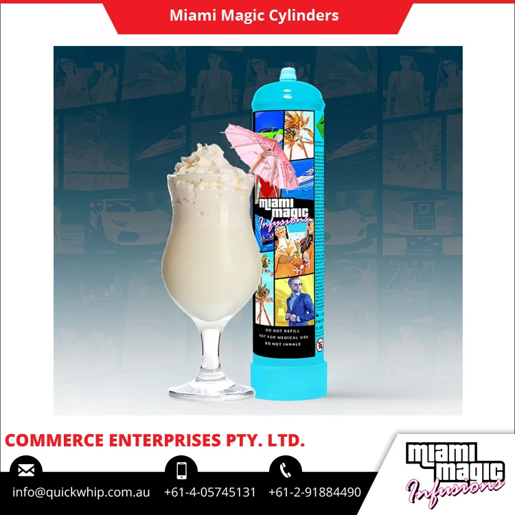 Good Price Superb Grade 580g Miami Magic Infusions Whipped Cream Charger Canisters from Australian Seller