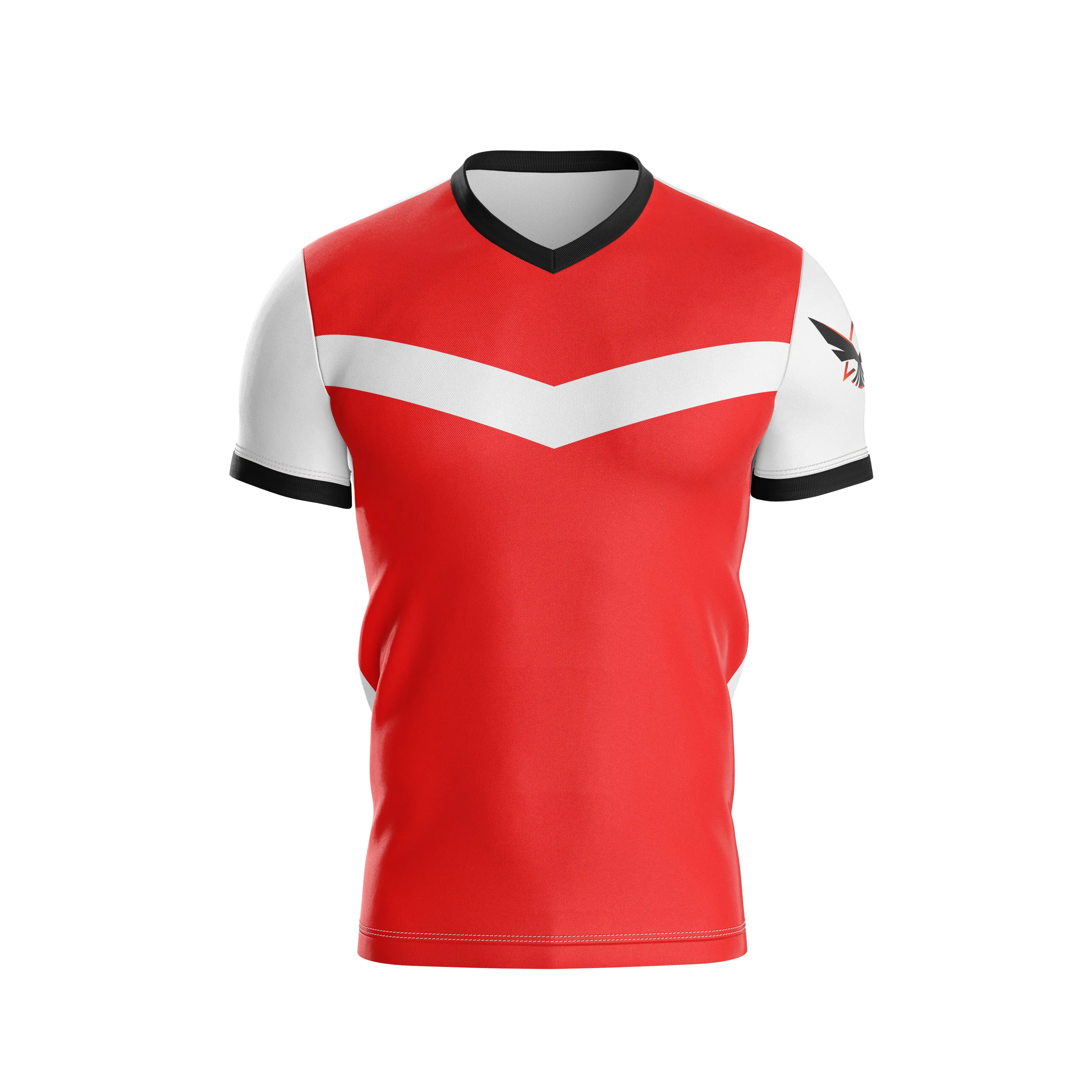 New design custom logo T shirt V neck 100% polyester sublimation printing cheap price  colourful Vietnam clothing wholesalers