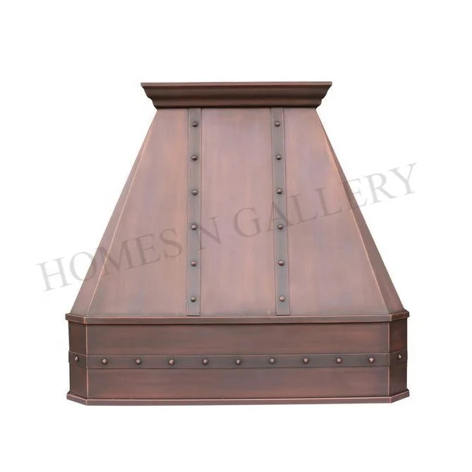 Kitchen Hammered wall mounted range hoods With Strip And Rivet Fire Place Range Hood Chimney Canopy manufactures for bulk Prices