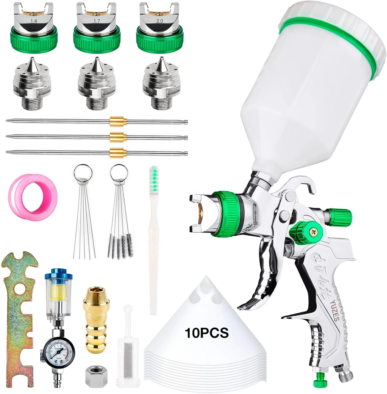 1.4/1.7/2.0mm HVLP Air Spray Gun Set Pneumatic Paint Sprayer for Car Repair Furniture Painting Automotive Paint Job