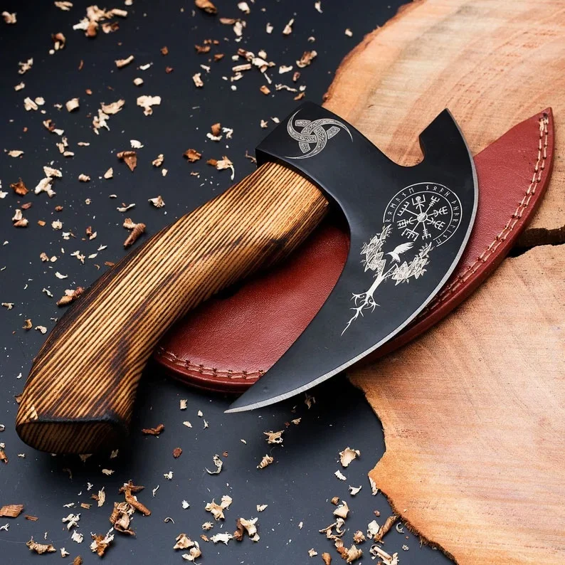 Professional High Quality Pizza Axe, Pizza Slicer Hand forged Viking Pizza Cutter, Etched Axe Head With Ash Wood Handle