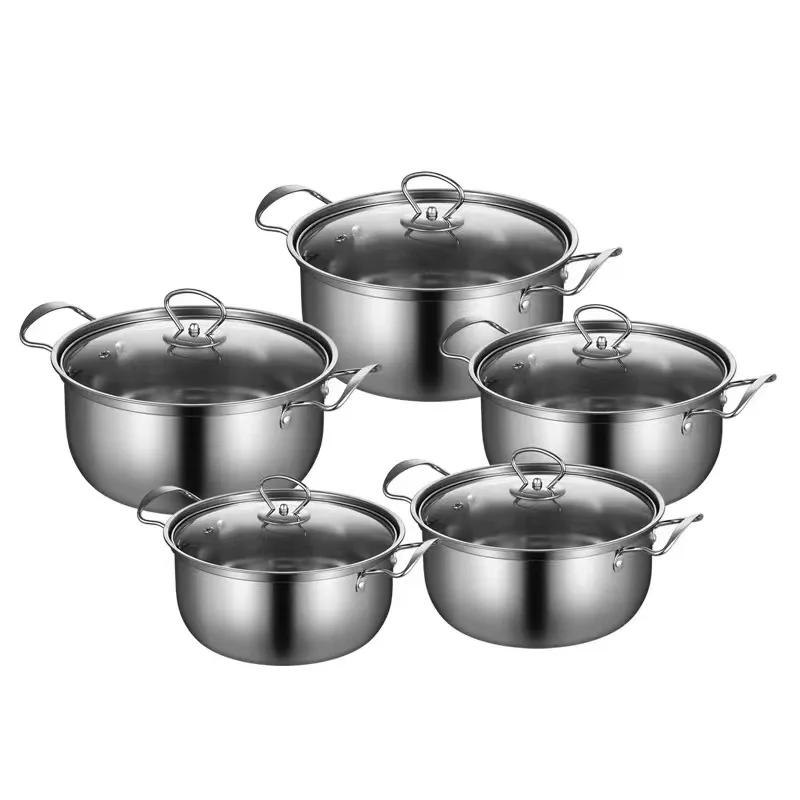 High Quality Cookware Set 10 Piece Stainless Steel Stock Pot Set