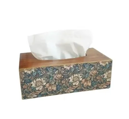 Premium Quality Rectangular Shaped Solid Wood Printed Tissue Box Attractive Design Highly Decorative Napkin Holder Box Trending