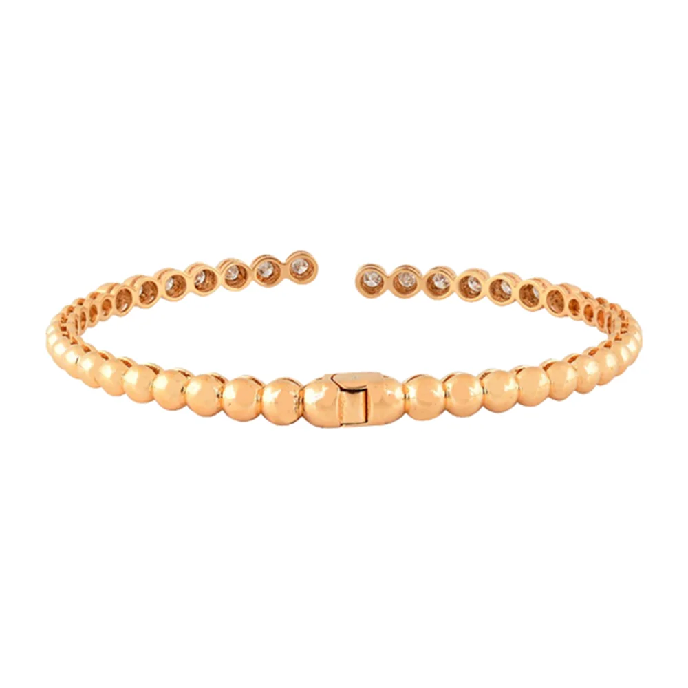 2.80 Carat Bezel Set Rose Gold Diamond Bangle Bracelet for Her,Natural Diamond Bangle 14k Solid Gold,Diamond Bangle for Woman