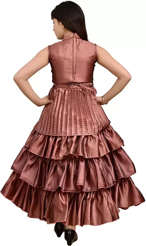 Best Quality Trending Design Blackberry Patch Work Floor Length Long Gown Dress For Girls 3 - 15 Years In Stock Item