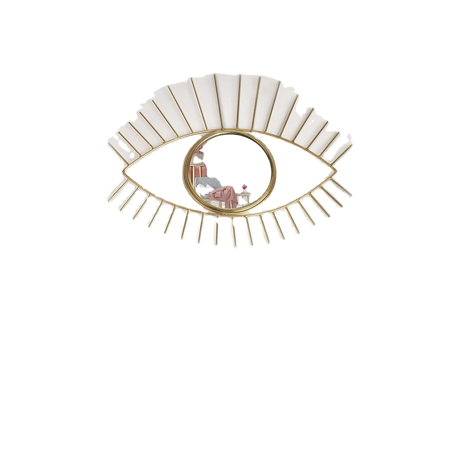 Decorative Eye Framed Wall Mounted Mirror Good Quality Gold Plated Factory Customized Metal Eye Framed Mirror High Sale
