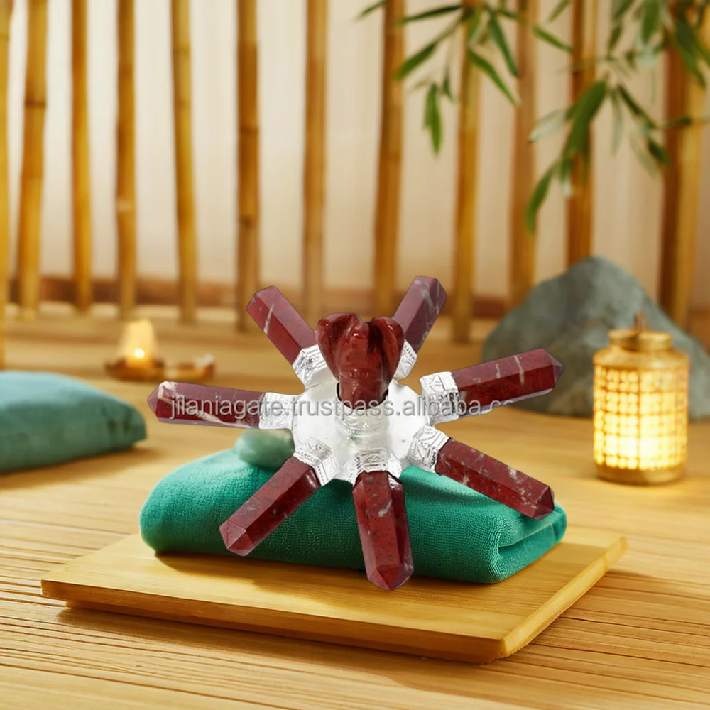 Wholesale Red Jasper Angel Energy Generator 7-Pencil Point Healing Device Semi-Precious Stone Crafts