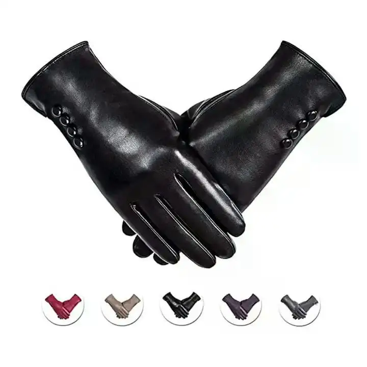 Wool Lining Outdoor Winter Sheepskin Leather Gloves Sheepskin thickened Driving Genuine Leather Mittens Gloves With Custom Logo