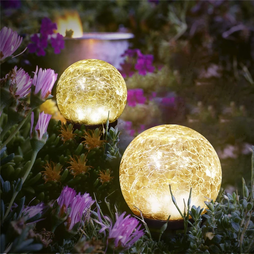 Factory wholesale Solar Cracked Glass Ball Buried led Patio Landscape Christmas Angel String Lights Decorative Lighting