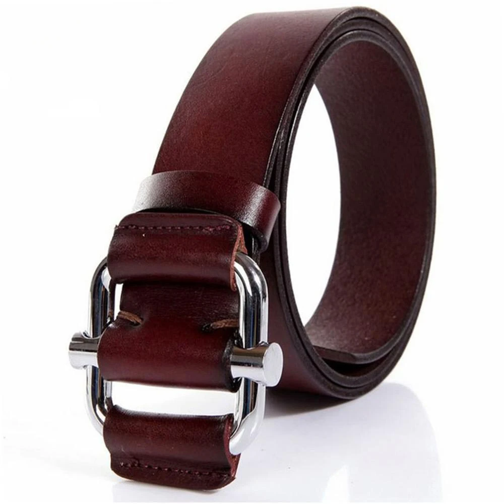 Custom Men Vintage Strap Waist Adjustable Buckle Pure Real Cow Leather Belt Genuine Leather Belts For Men